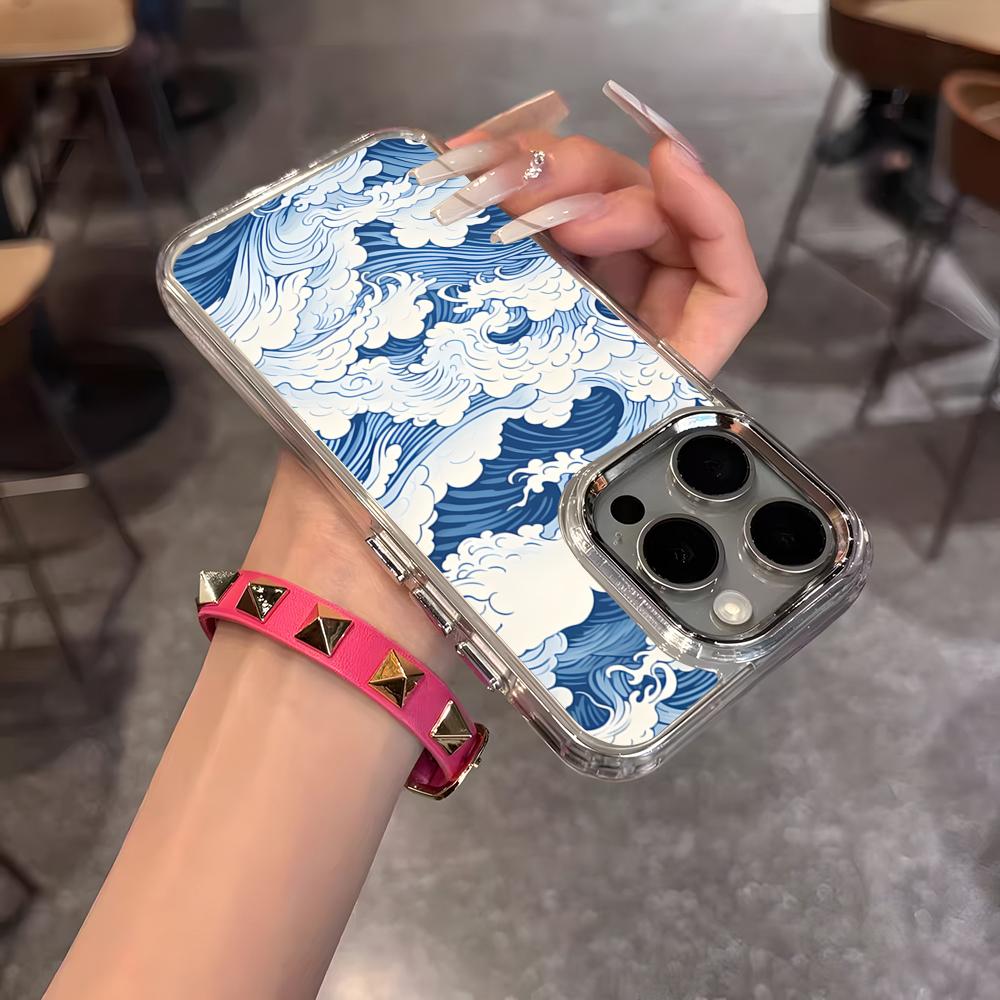 Oriental Blue And White Phone Case For IPhone 17 Air 16 15 14 13 12 11 Pro Pro Max Plus Transparent Soft Cover