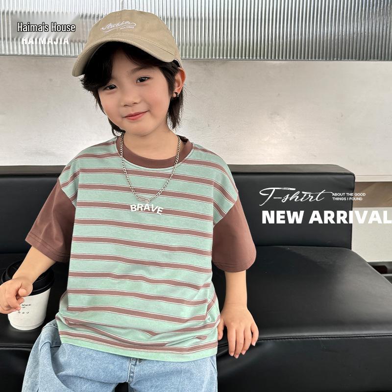 

Hai Ma s 2025 Summer New Kids Cotton Short-Sleeve T-Shirt 160 cm зелений