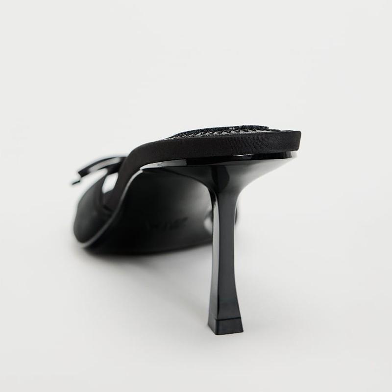 Fashion Summer High Heels Slippers Woman Pointed Peep Toe Slides Runway Party Shoes Woman Mesh Hollow Outs Stiletto Sandals For Women