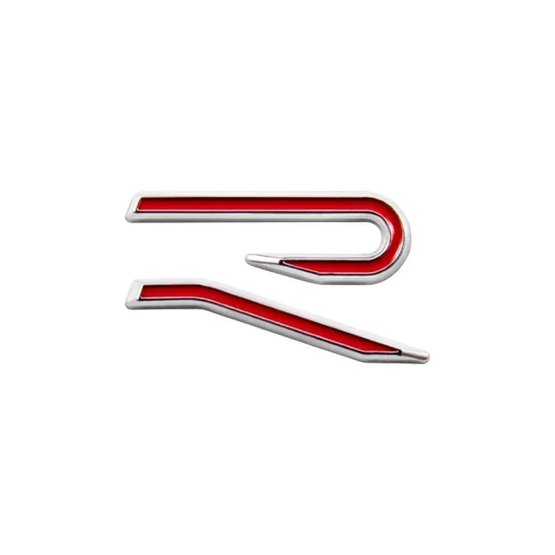PCVHD1 R Logo Badge 3D Metal Car Metal Body Tail Trunk Sticker For Volkswagen VW Touran Beetle Golf Passat Jetta Polo Bora CC Lavida