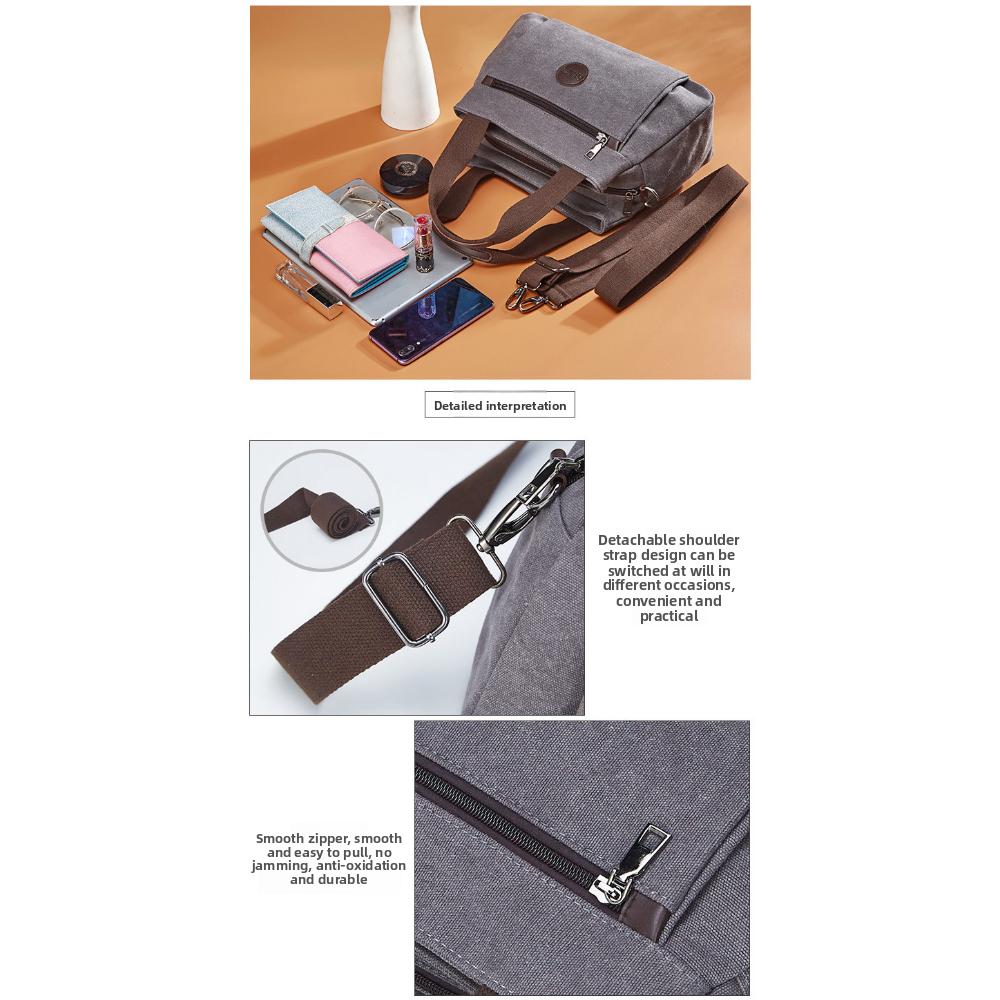 Casual Large Canvas Crossbody Bag For Women, Multi Inner Compartments Convertible Tote,Durable Literary Pack For Daily Commute School ,Weekend Trips