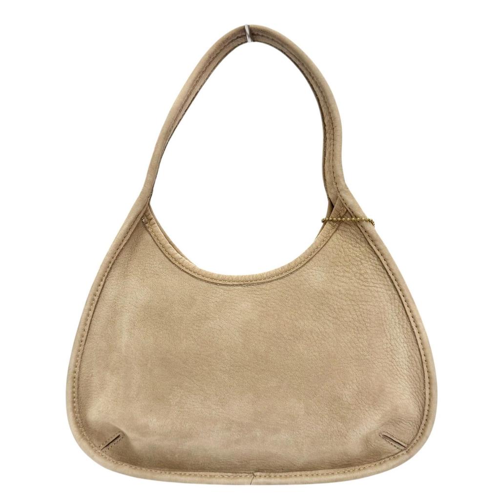 Great COACH Handbag Old Coach Nubuck Leather One Shoulder Bag Beige Women 4399 Used