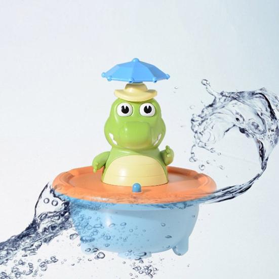 Automatic Spraying Crocodile Bath Toy LED Light & Rotating Shower Head Fun Bathtub Fountain Toy for Boys Girls