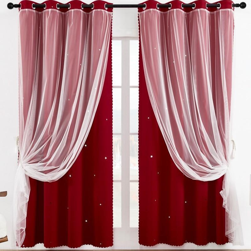 Hollow Star Curtains Of The Same Style, Lace Curtains, Dream Princess, Wind Height Blackout Double-Layer Curtains, Finished Products