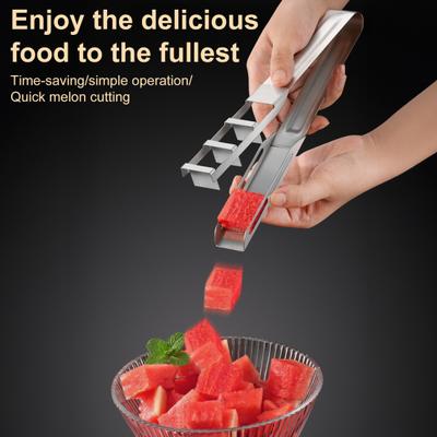 Taglia anguria Affetta frutta a cubetti Acciaio inossidabile Taglia melone Antiruggine Portatile Strumenti per tagliare l'anguria per Campeggio Feste BBQ