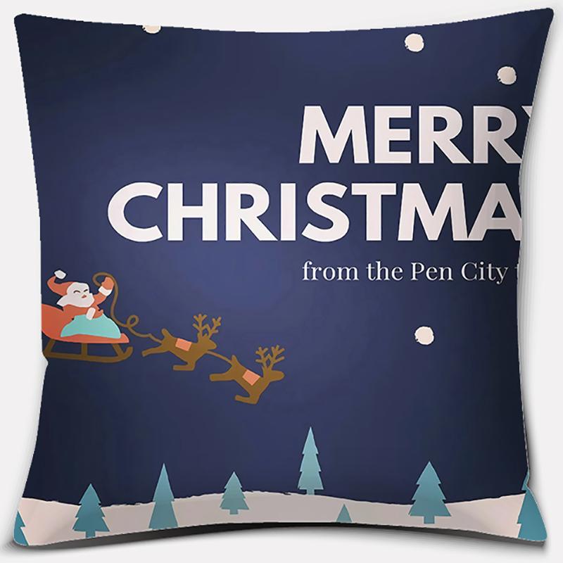 Blauer Weihnachtsstrauß Druckserie Muster Kissenbezug Quadratischer Kissenbezug Home Office Dekoration Kissenbezug
