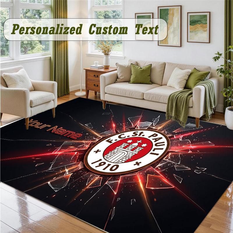 Crystal Velvet Square Rug Custom NameFC St. Pauli Pattern Non Slip Home Floor Decor Rug