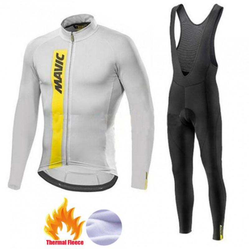Winter Cycling Long Sleeve Jersey Thermal Pants Set Warm Fleece Insulated Outfit Road Mountain Bike Riding
