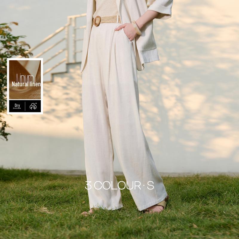 

2026 Spring Collection: Women s High Waist Linen Straight Leg Pants - Solid Color, Simple, Slimming Small