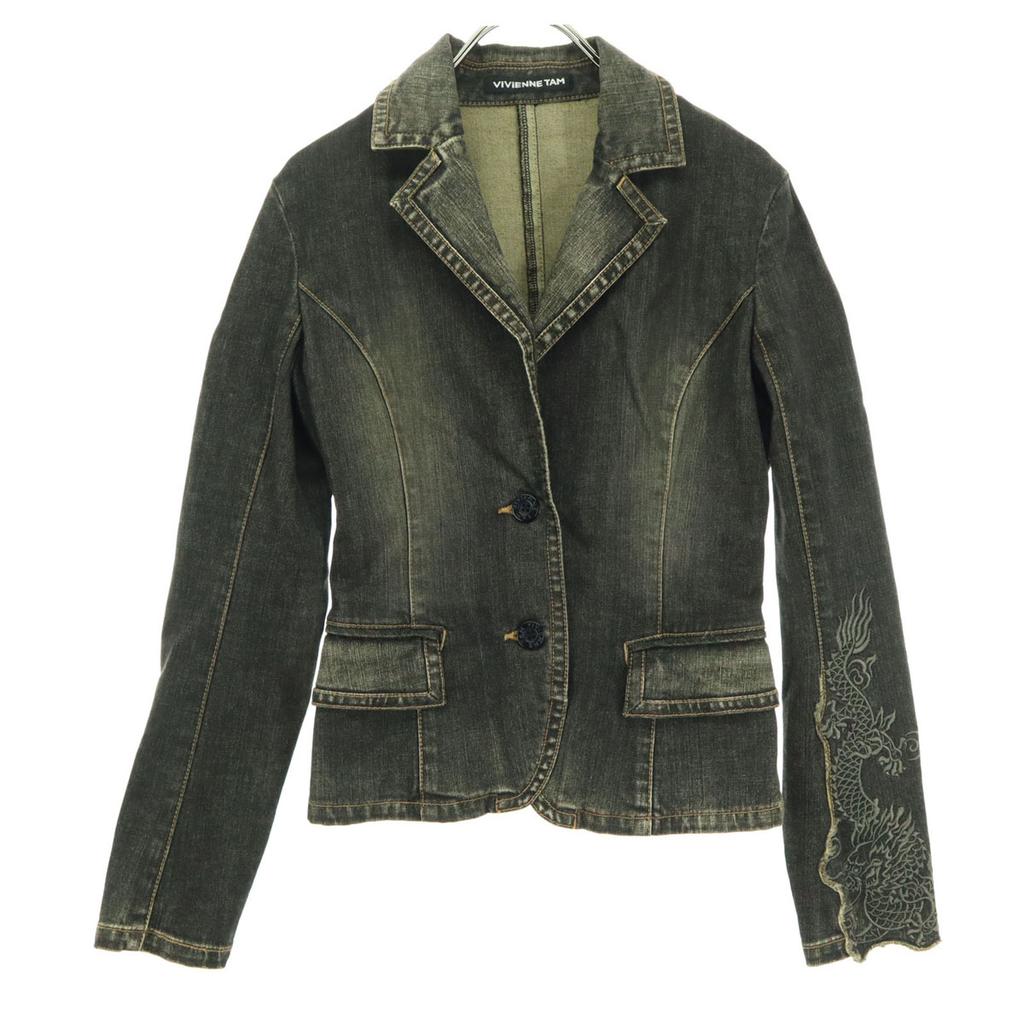 VIVIENNE TAM made in Japan embroidery Long sleeve Denim Jacket gray Women Used