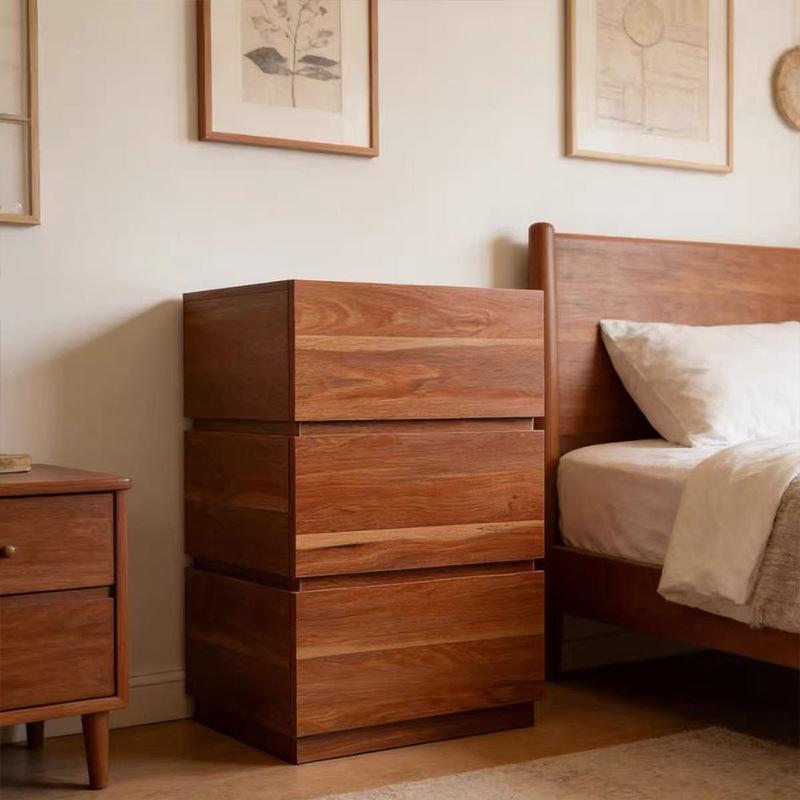 Retro All-Wood Stackable Nightstand: Multi-functional Storage and Display Cabinet with Drawers