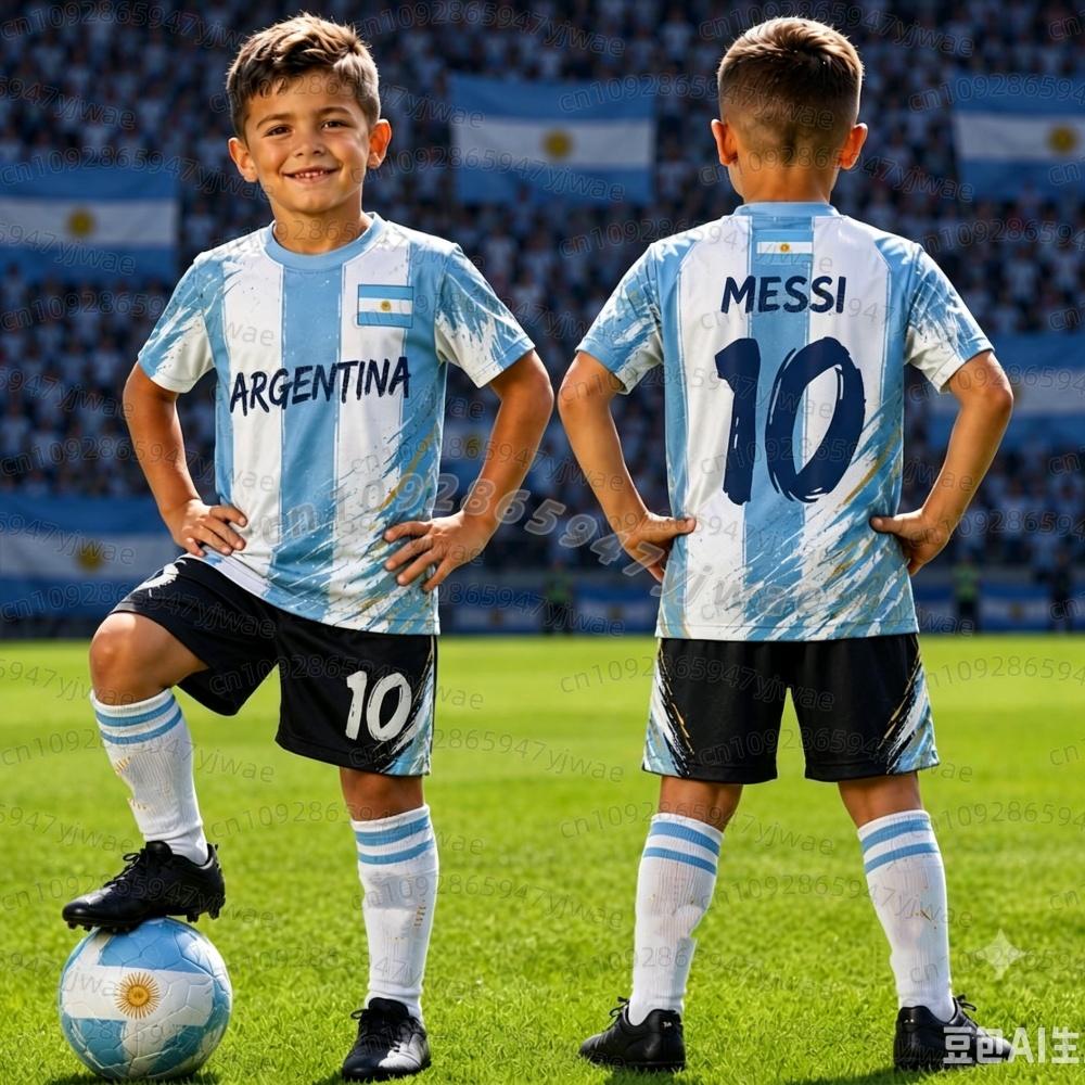 2026 BOYS Harajuku Argentina  Messi 10 Football Jersey Shorts Tee Set Women Men Kids Shirt And Shorts Summer Fans 2 Piece Sets