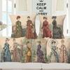 European Vintage Oil Paintings Woman Girls Portraits Cushion Covers Royal Court Beautiful Lady Art Decorative Pillow Case
