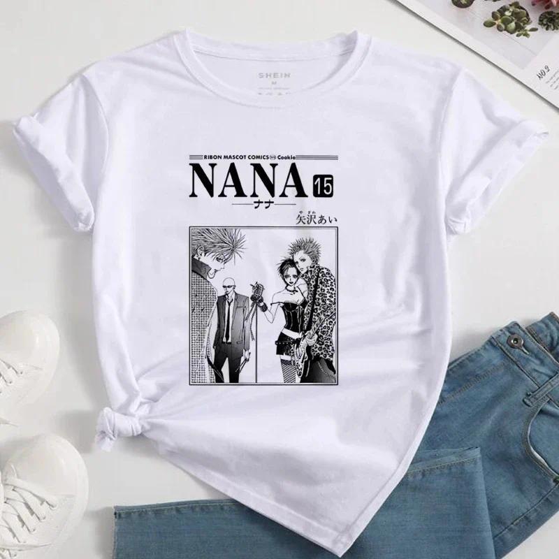 Nana Japanese Anime Summer Short Top T-shirt Women's Heart Pattern Anime T-shirt White Short Sleeve Casual Harajuku T-shirt Top