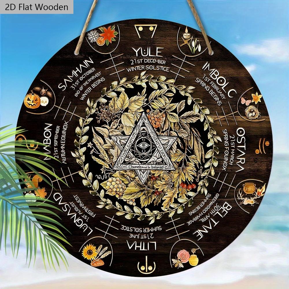 Wheel Year Wooden Sign, Sabbats Pagan Witch Sign, Wiccan Holidays, Wicca Calendar, Yule Altar, Celestial Sign, Halloween, Christmas Decoration