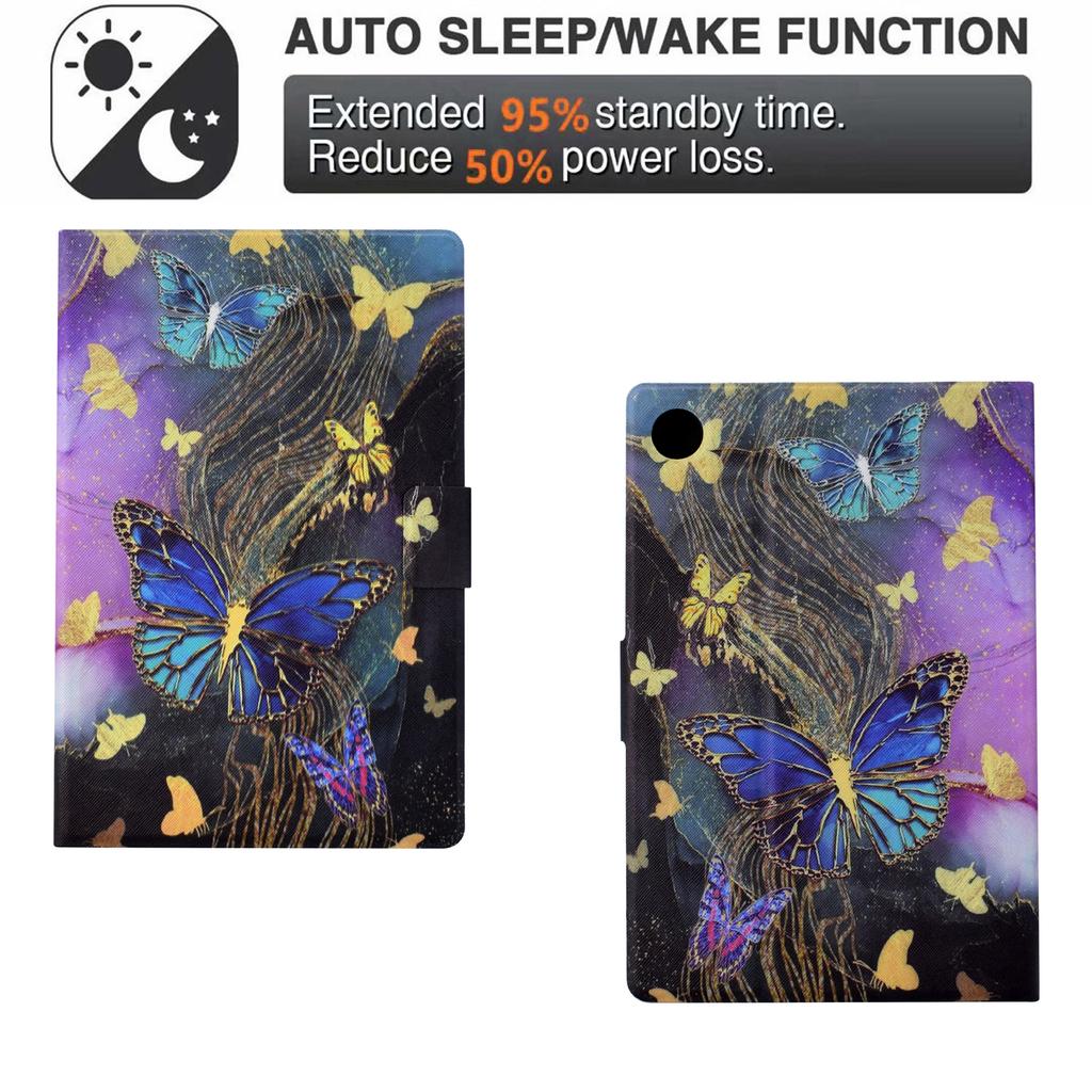 For Samsung Galaxy Tab A9 Case PU Leather Pattern Folding Stand Protective Tablet Cover