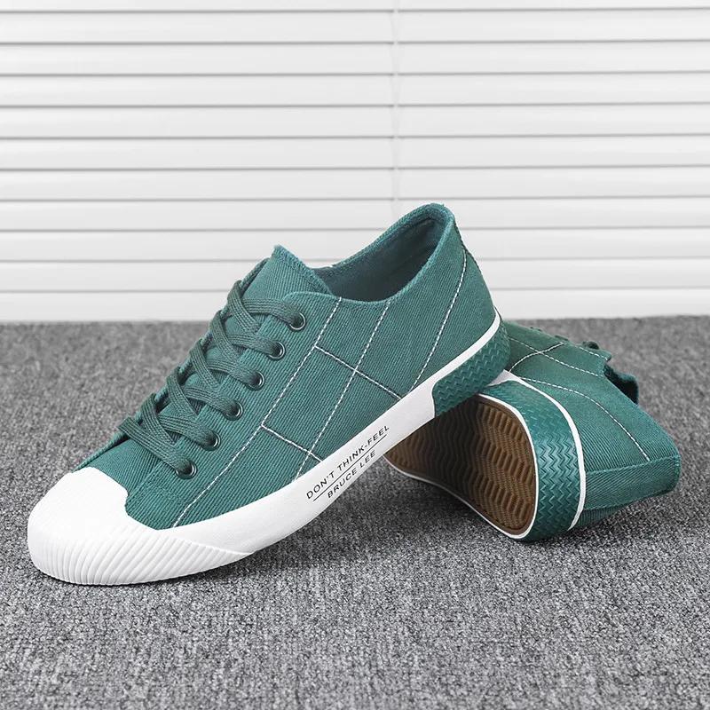 Men's Green Canvas Shoes Harajuku Breathable Casual Mens Shoes Summer Lightweight Vulcanized man Sneakers Men Espadrilles