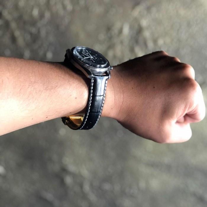 [AriRi] Watch Band 23mm 24mm 22mm 21mm 20mm 19mm 18mm Genuine Leather Watch Strap Replacement D-Buckle Waterproof Sweatproof Men's Watch