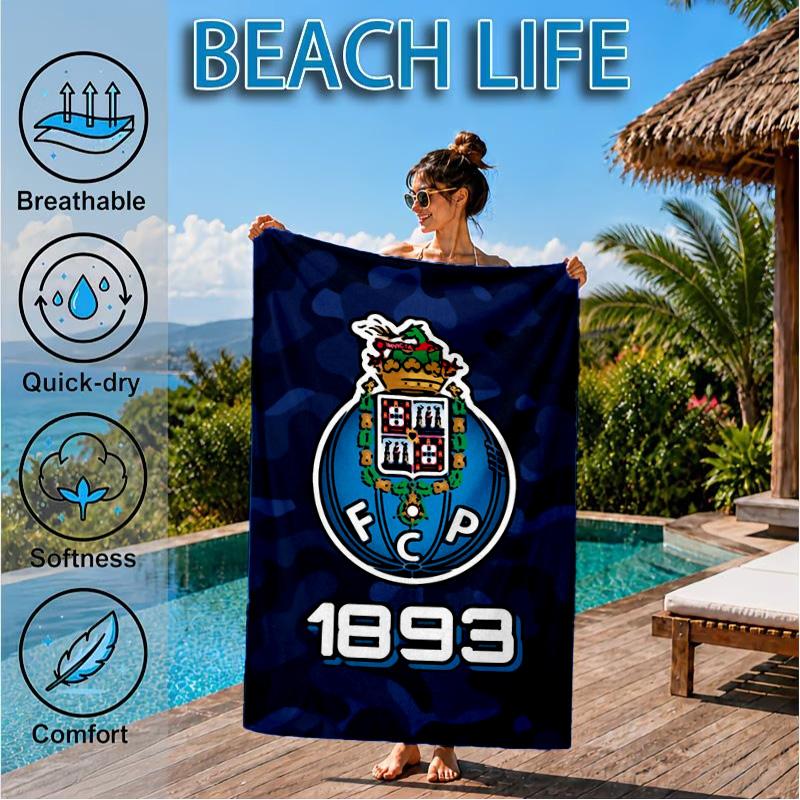 FC-Wappen-Design aufgedrucktes Mikrofaser-Strandtuch, Weich und saugfähig, Schnell trocknend, Ideal für Sommerreisen, Strand-Essential, Schwimmbad