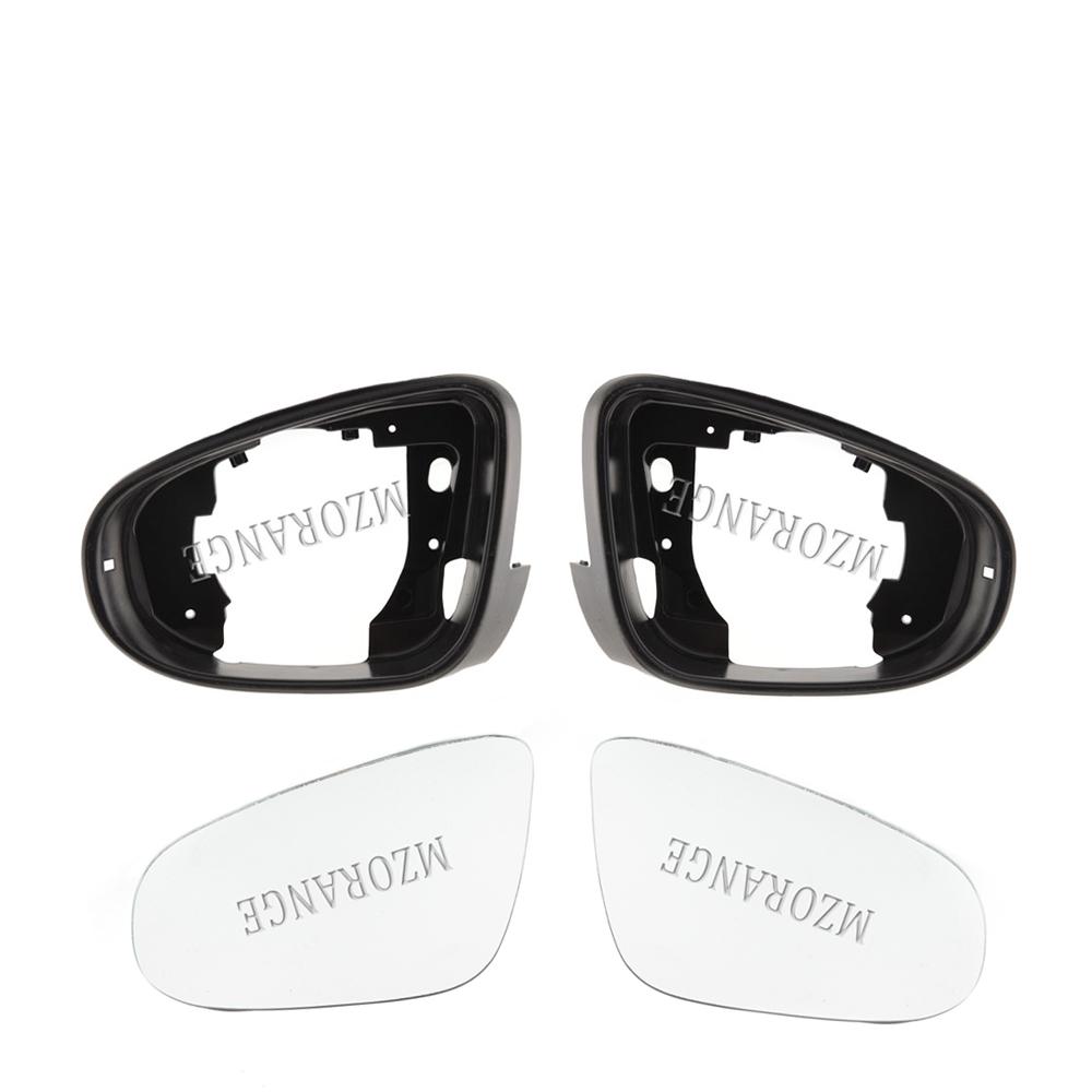 Heated Side Mirror Glass Rear View Mirror Cover Cap for VW Golf 6 MK6 2009-2013 Bright Black Door Wing Mirror Housing Cover
