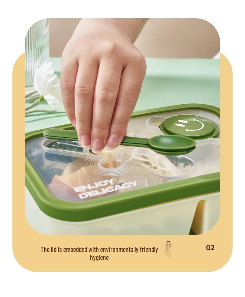 Microwaveable Bento Lunch Box with Utensils & Dressing Container