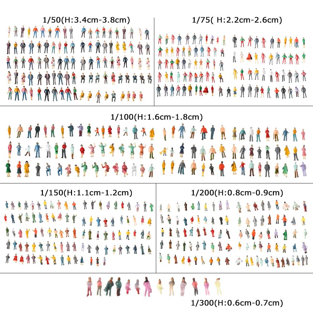 100pcs 1:100/1:150/1:75/1:50 Scale Plastic People Figures Model Building Passengers DIY Character Mixed Color Pose Kids Toys
