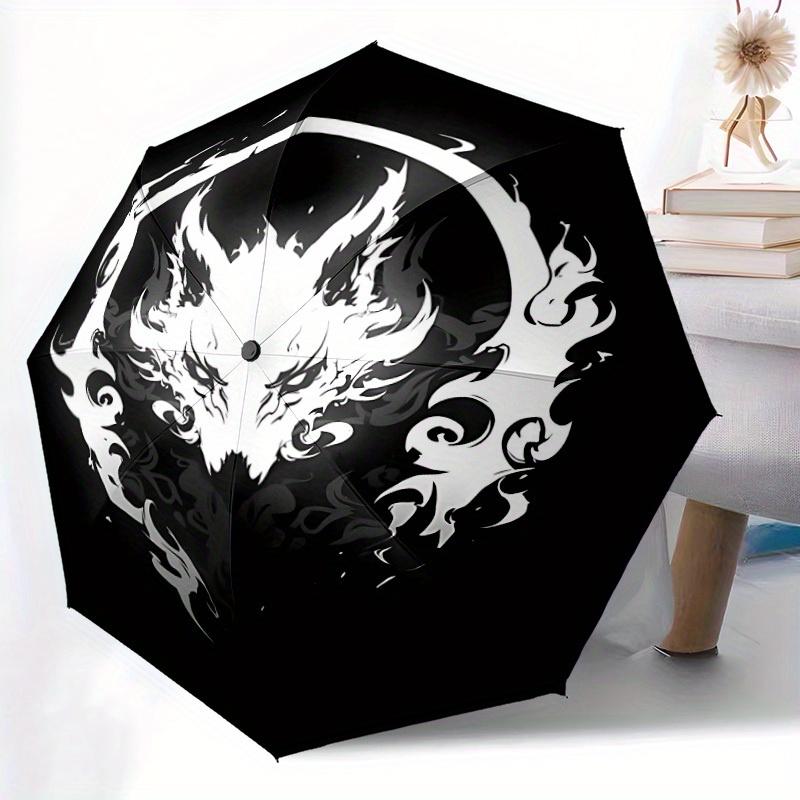 1pc Dragon Emblem Automatic Open/close Umbrella, 8-Rib sturdy structure, Portable Travel Umbrella, Parties, Everyday Use, Outdoor Accessory,