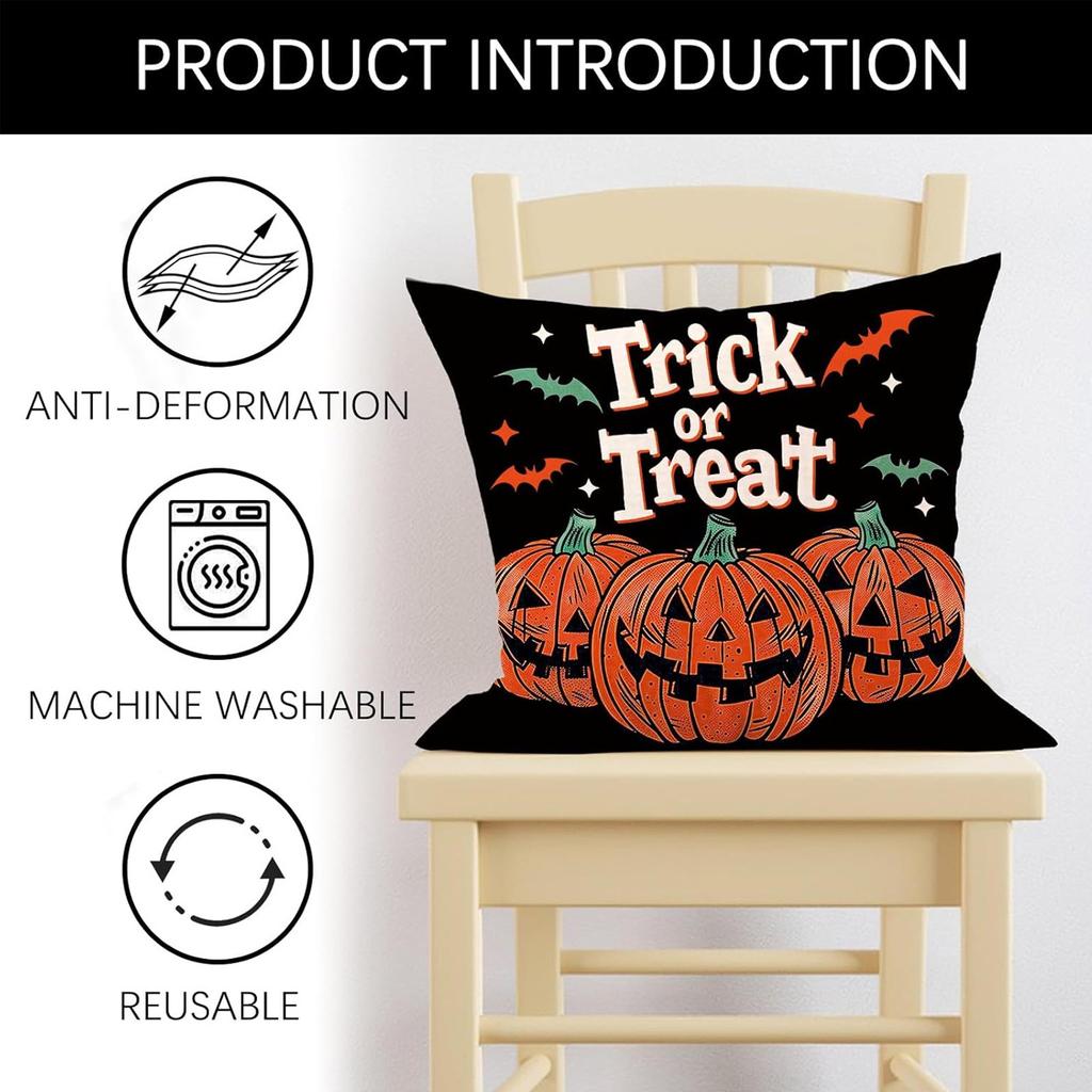 Halloween Pumpkin Skeleton Pillow Festival Home Party Decoration Living Room Sofa Cushion Bedroom Bedside Pillow Cover