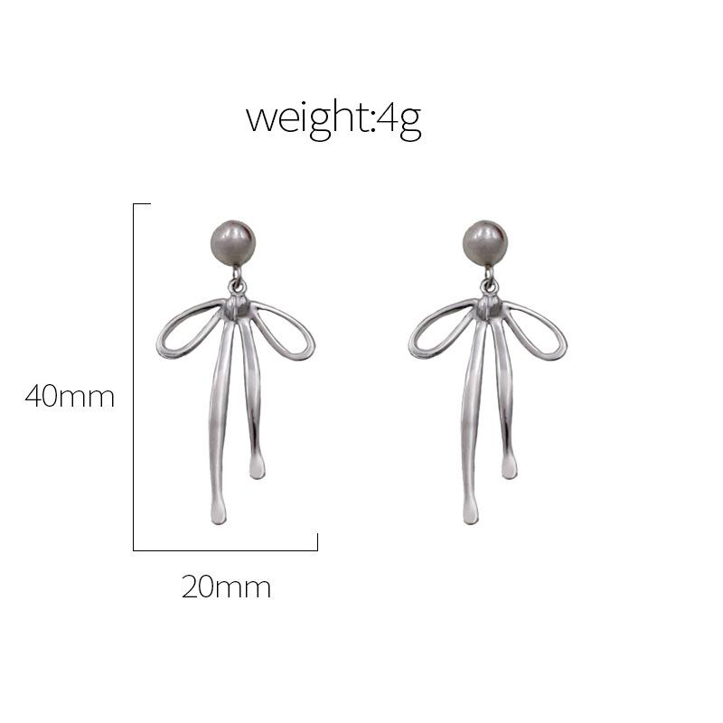 Bow Stud Earrings Girls Girls Stud Earrings Versatile Earrings Premium Sense Spot Jewelry