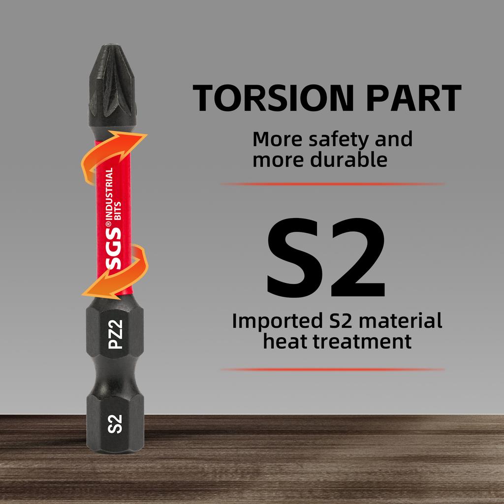15 Pieces of Strong Magnetic Impact-Resistant Pz2 Screwdriver Bit Set, 50mm S2 Steel, Non-Slip High Hardness Tip, Special Tools