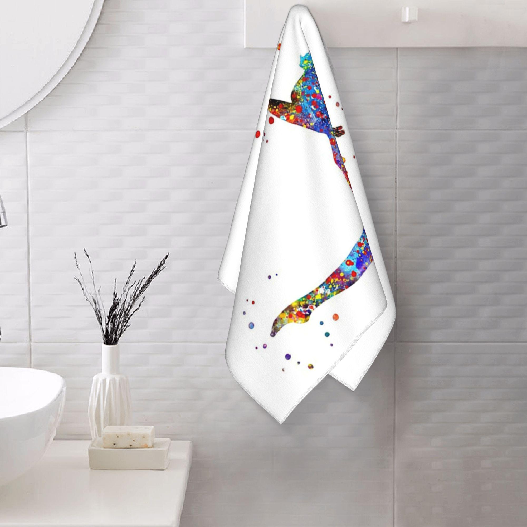 Lang Pattong Girls White Gymnastics Watercolor Gymnastics Soft Face Towel Quick Dry Pool Bath Cotton Towels Absorbent