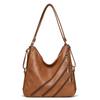 Women Vintage PU Leather Hobo Shoulder Bag 3 Ways Convertible Backpack Crossbody Tote Multi Zipper Pockets Large Capacity Casual Daily Commute Travel