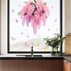 Pink Vine Flower Butterfly Static Cling Window Sticker Double Sided for Home Decor Bedroom Living Room