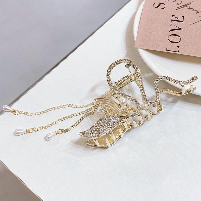 Retro Rhinestone Hair Claw For Women Fashion Metal Chain Tassel Hair Clip Crab Clamp Hairgrip Girls Hair Accessories Party Jewelry