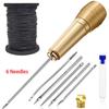 Canvas Leather Sewing Kit: 6 Steel Needles & Nylon Thread for Shoe Repair