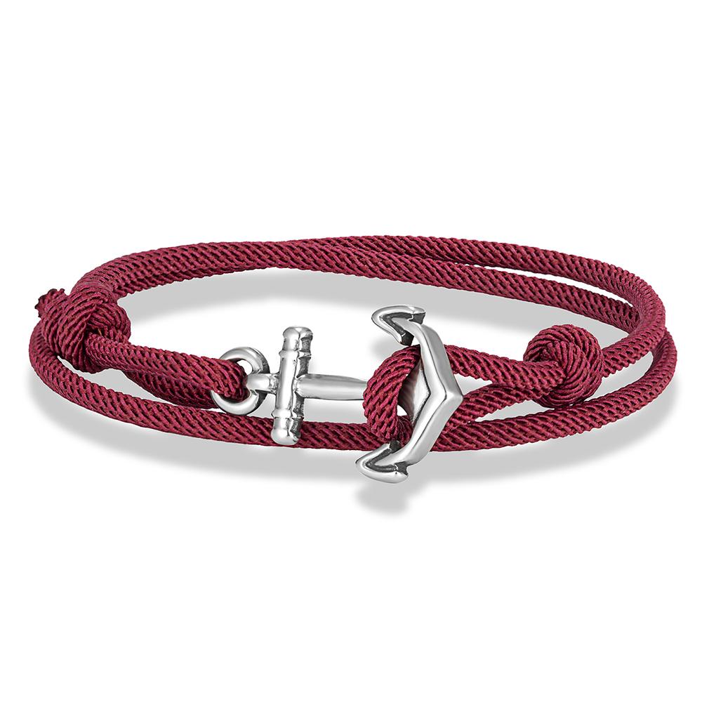 Nautical Men Anchor Bracelet Handmade Adjustable Surfering Rope Braslet Unfading 3mm Thin String Braclet Homme