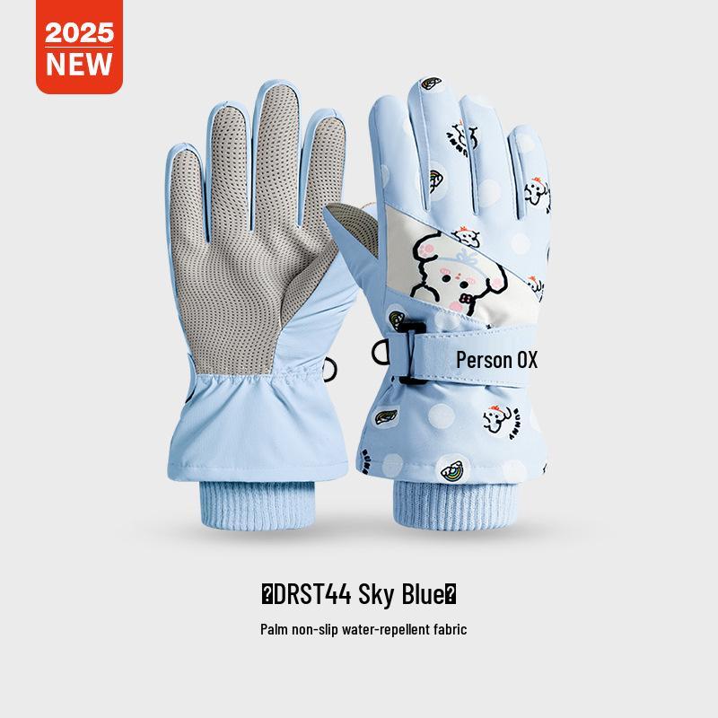Children's Warm Waterproof Winter Ski Gloves, Non-Slip, Fleece-Lined for Ice Skating and Snow Play