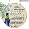 2D Flat - A Vintage Decorative Plaque Measuring 7.87X7.87 Inches, Featuring a Round French Aluminum Sign with a "Congratulations on Your Graduation