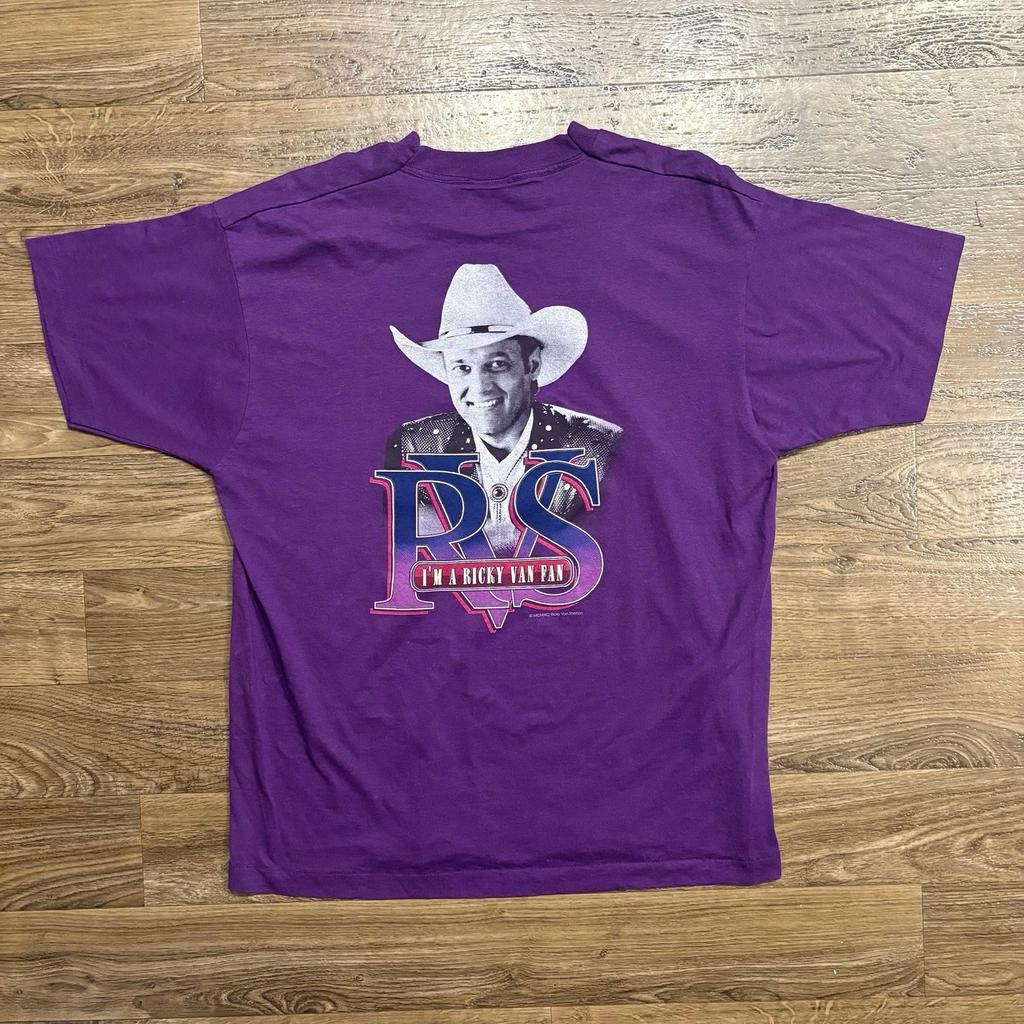 Vintage / 1990s Ricky Van Shelton Purple Front/Back Graphic Tee Country Size XL
