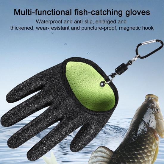1/2Pcs Fishing Gloves with Magnet Release Anti-Slip Textured Grip Puncture Resistant Waterproof Catch Fish Gloves