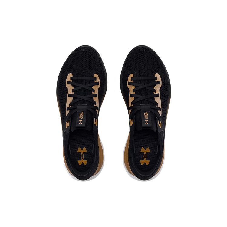 Under Armour Flowsynchronicity Mt Comfortable Fashion Fabric Low Top Casual Running Shoes Women Sneaker Black Gold 3026750-001