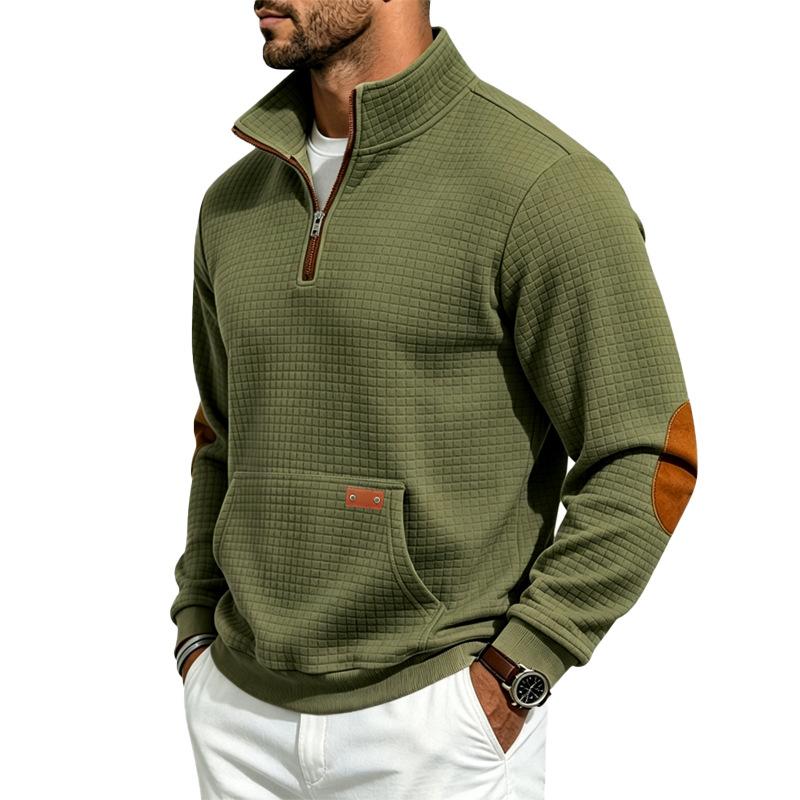 Men's Vintage Half Zip Sweatshirt Stand Collar Relaxed Fit Casual Autumn Winter Pullover