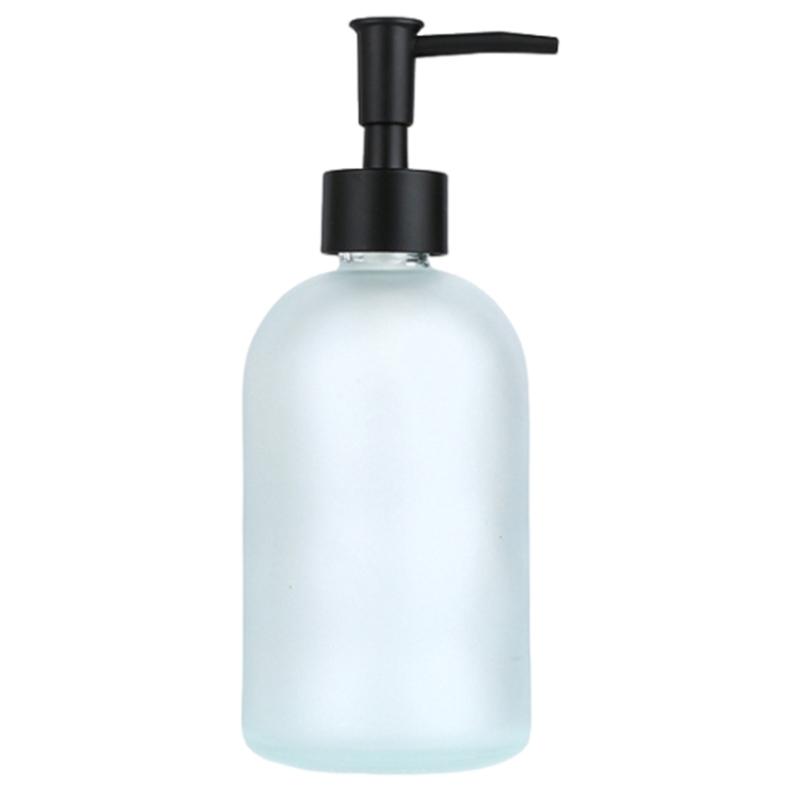 410ml Soap Dispenser Glass Lotion Bottle with Rustproof Stainless Steel for Bathroom and Kitchen Use