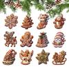 Gingerbread Ornaments 24pcs Santa Elk Snowflake Bell Snowman Wooden Christmas Ornaments Farmhouse Christmas Decor for Christmas