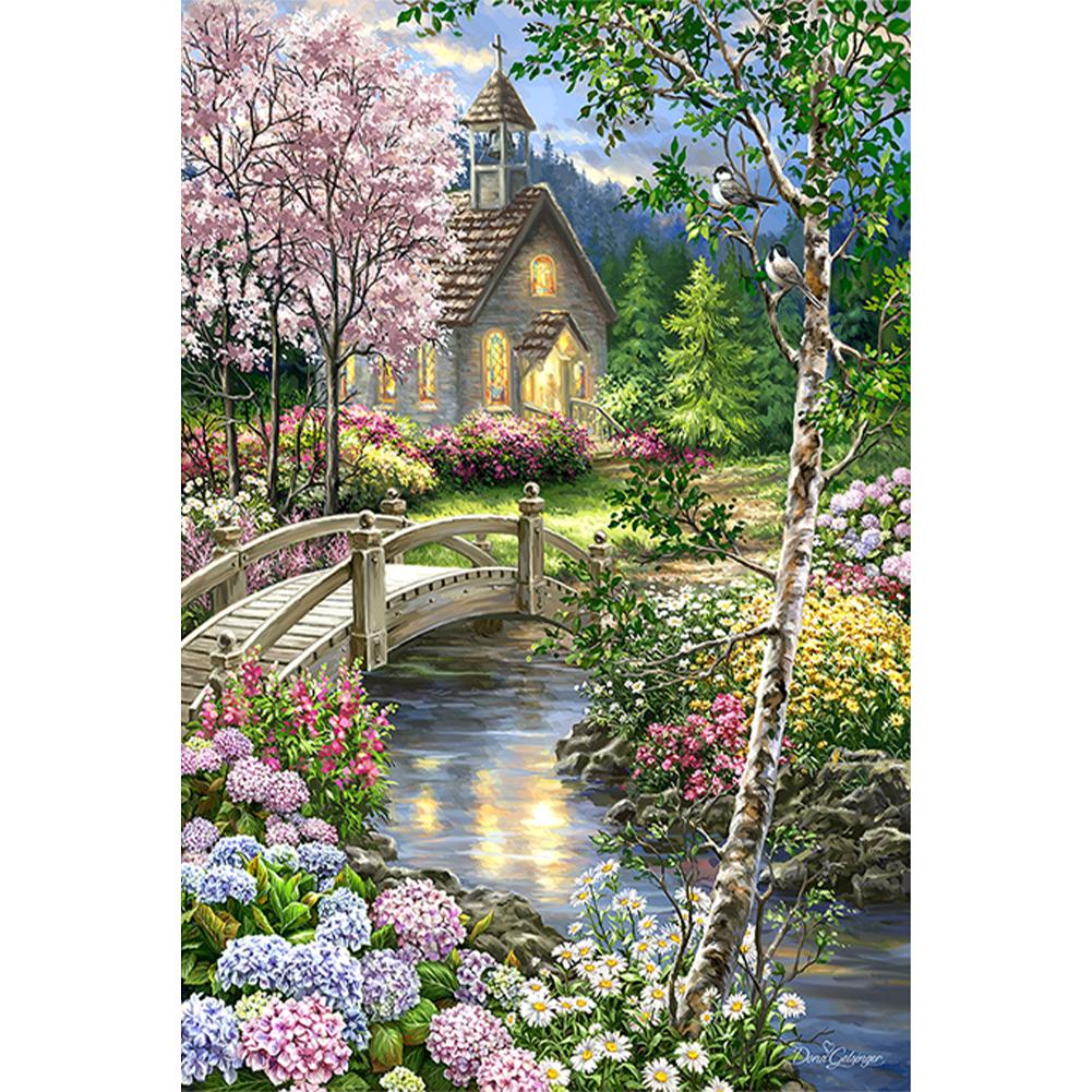 

2 Stück 5D DIY Vollrundbohrer Diamantgemälde Dorfschloss Kunstdekor 40x60см