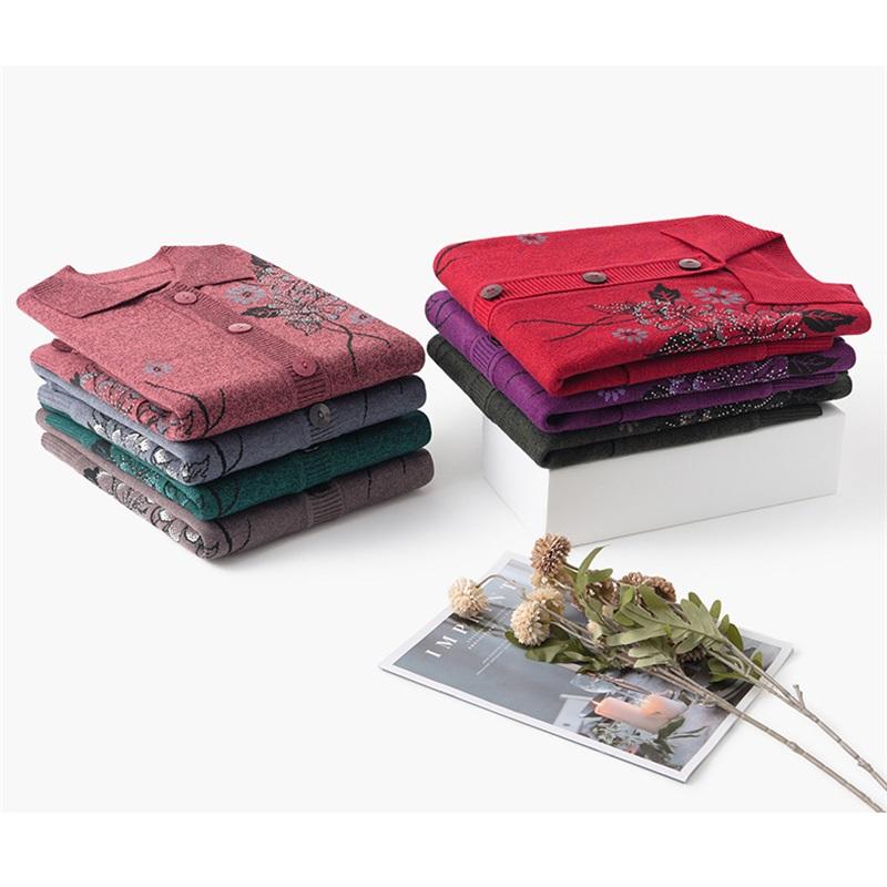 Damen Floral Bestickte Strickjacke mit Knöpfen