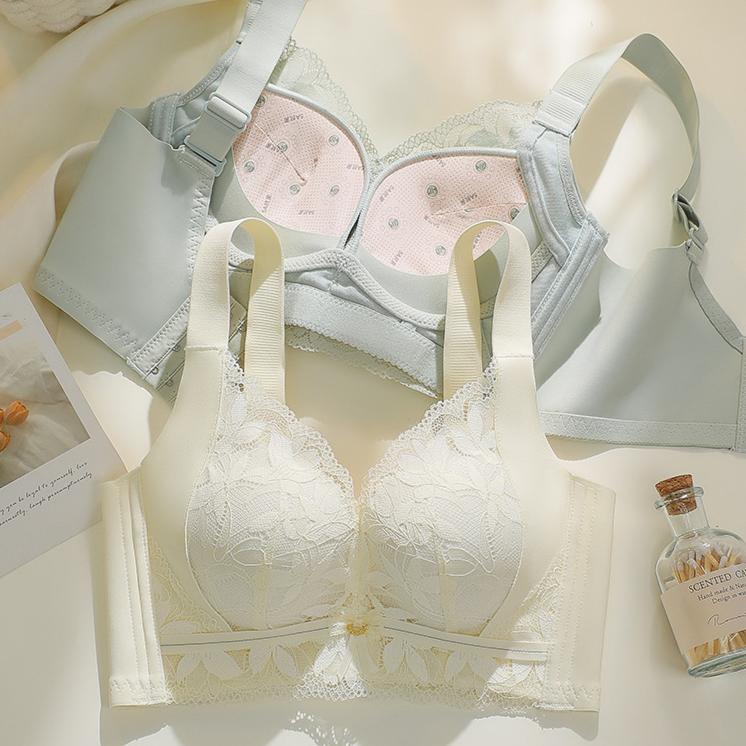 Lingerie Women's Gathering Bra Anti-sagging Breast Retraction No Underwire Bra Adjustable Lace Bra Push Up Bra