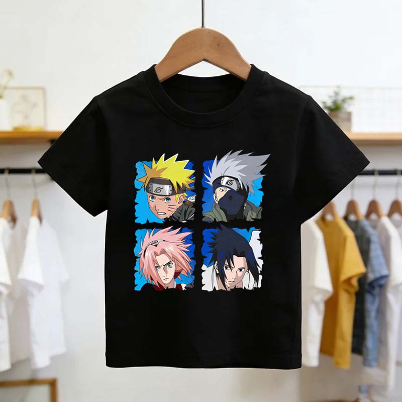 Maglietta Naruto Bambini Uzumaki Uchiha Sasuke Hatake Kakashi Stampa Personaggio Anime Cotone Manica Corta Ragazzi Ragazze Larga Naruto Top