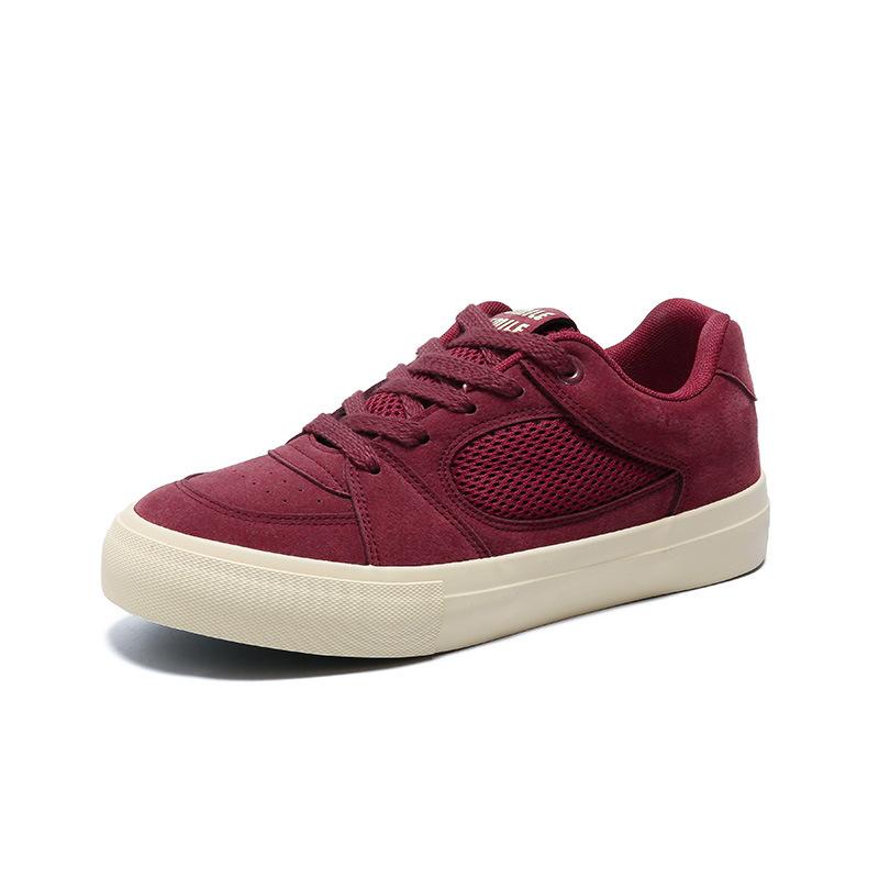 Niche Design Hong Kong Style Canvas Shoes Men's Spring New Versatile Casual Burgundy Ins Men's Shoes