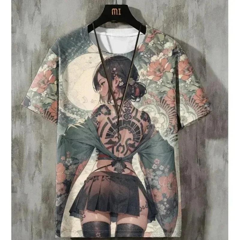 New Unisex New 3D Printed T-shirt with Anime Elements Short Sleeved Loose Oversized Men's and Women's Clothing Street Top